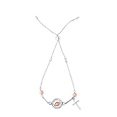 Sterling Silver Triple Stand Diamond Cut Beads Adjustable Bolo Friendship Bracelet , 9.25" fine designer jewelry for men and women